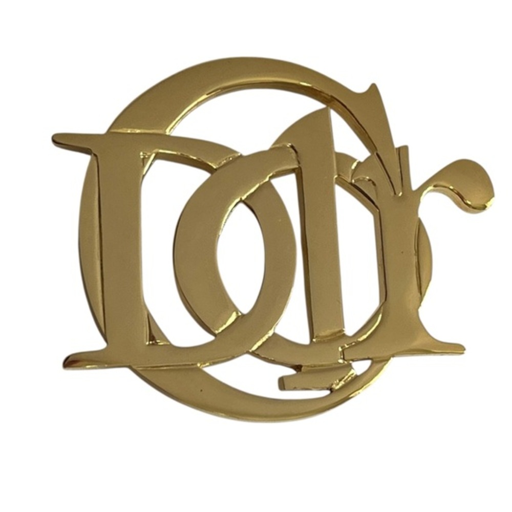 Christian Dior Gold Tone‎ CD Logo Brooch Pin Vintage Designer Statement Jewelry - Picture 2 of 11
